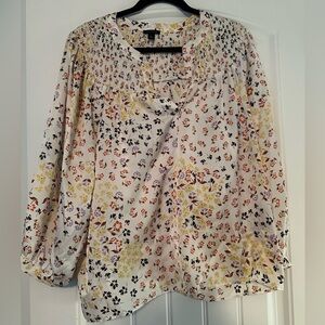 Ann Taylor cream floral blouse